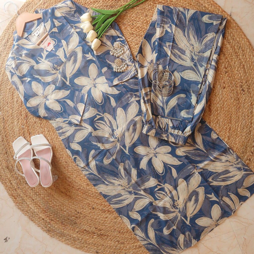 Big Blue Lilys Suit Set- Vasant